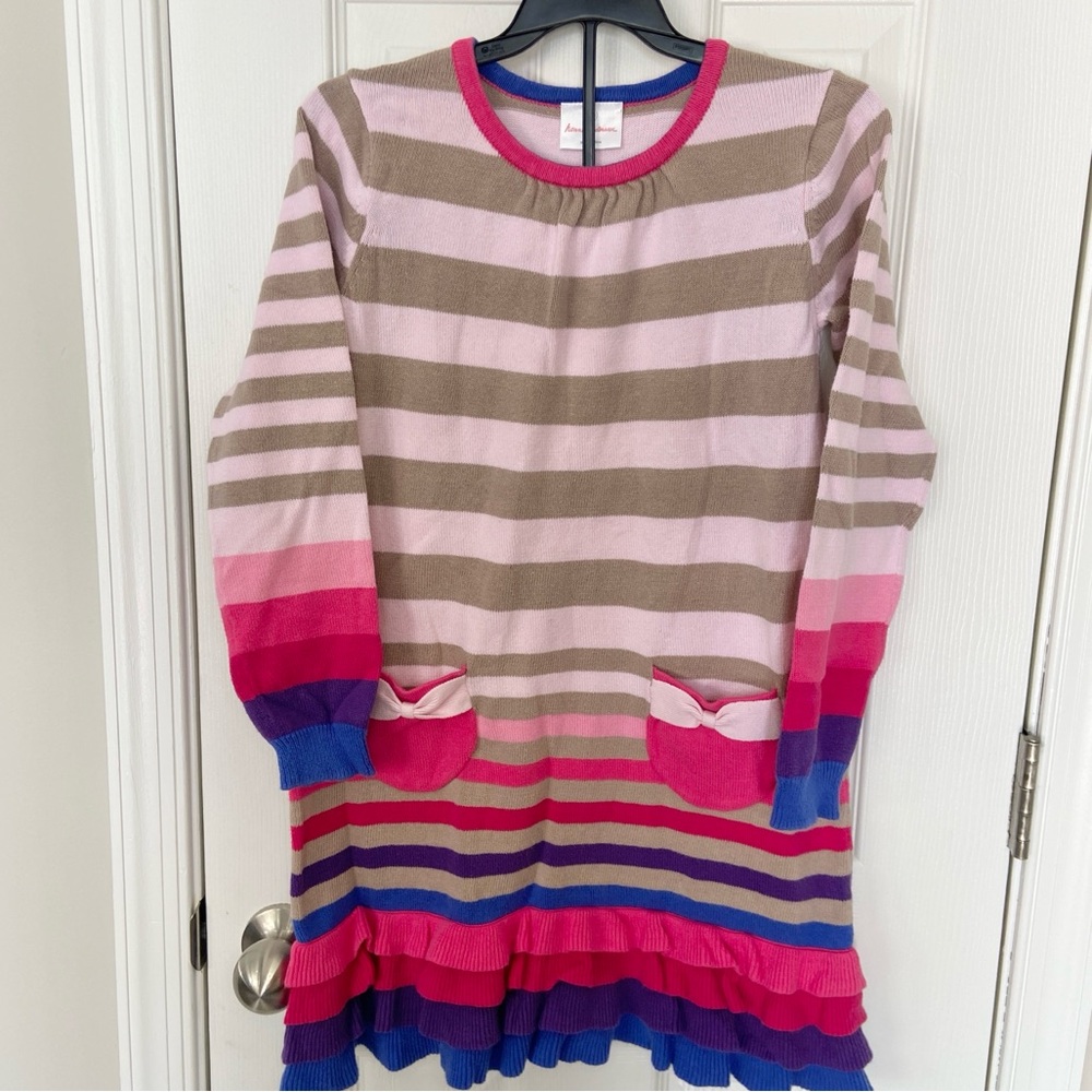 Hanna Andersson Girl’s Multi-color Striped Sweater Dress Size 140 US 10